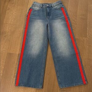 Commense Blue Jeans with Red Stripe